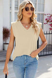 V-Neck Cap Sleeve Tank - Trendsi - Flyclothing LLC