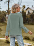 V-Neck Flounce Sleeve Blouse - Trendsi - Flyclothing LLC