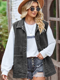 Button Front Sleeveless Denim Jacket - Trendsi - Flyclothing LLC