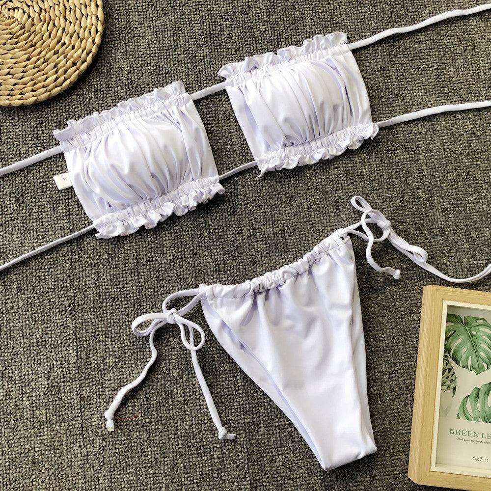 Frill Trim Ruched Bikini Set - Trendsi - Flyclothing LLC