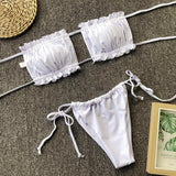 Frill Trim Ruched Bikini Set - Trendsi - Flyclothing LLC