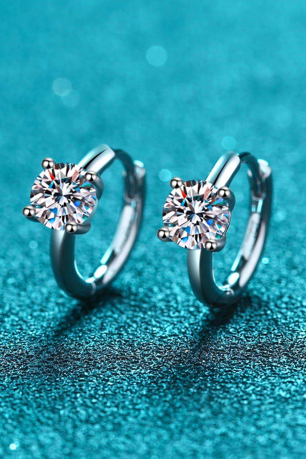 1 Carat Moissanite Huggie Earrings - Trendsi - Flyclothing LLC