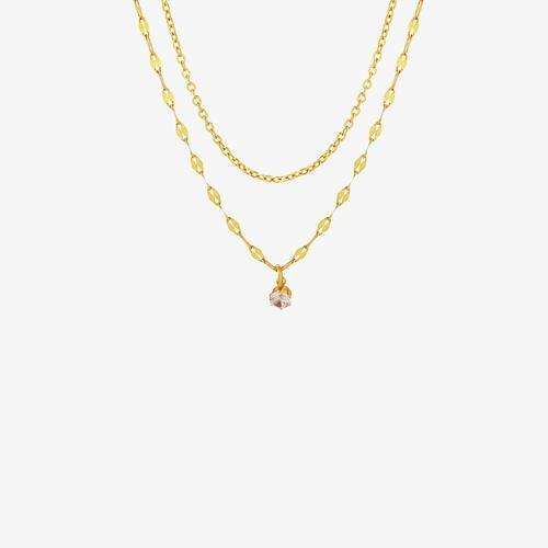 Titanium Steel Double-Layered Necklace - Trendsi - Flyclothing LLC