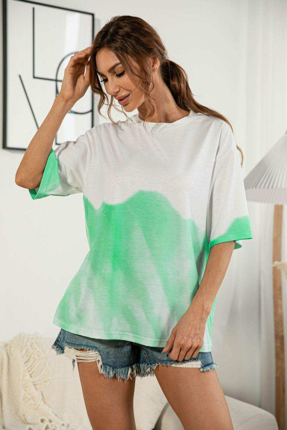 Tie-Dye Round Neck Tee Shirt - Trendsi - Flyclothing LLC