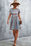 Striped Round Neck Dress - Trendsi - Flyclothing LLC