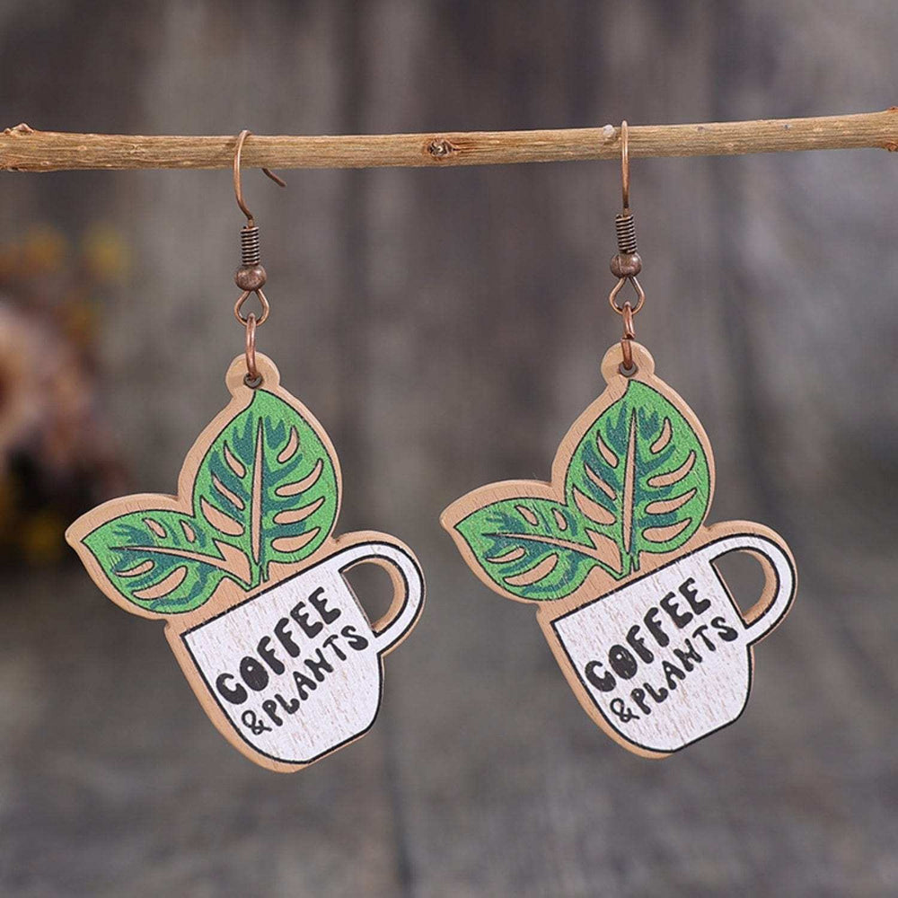 Wooden Alloy Dangle Earrings - Trendsi - Flyclothing LLC