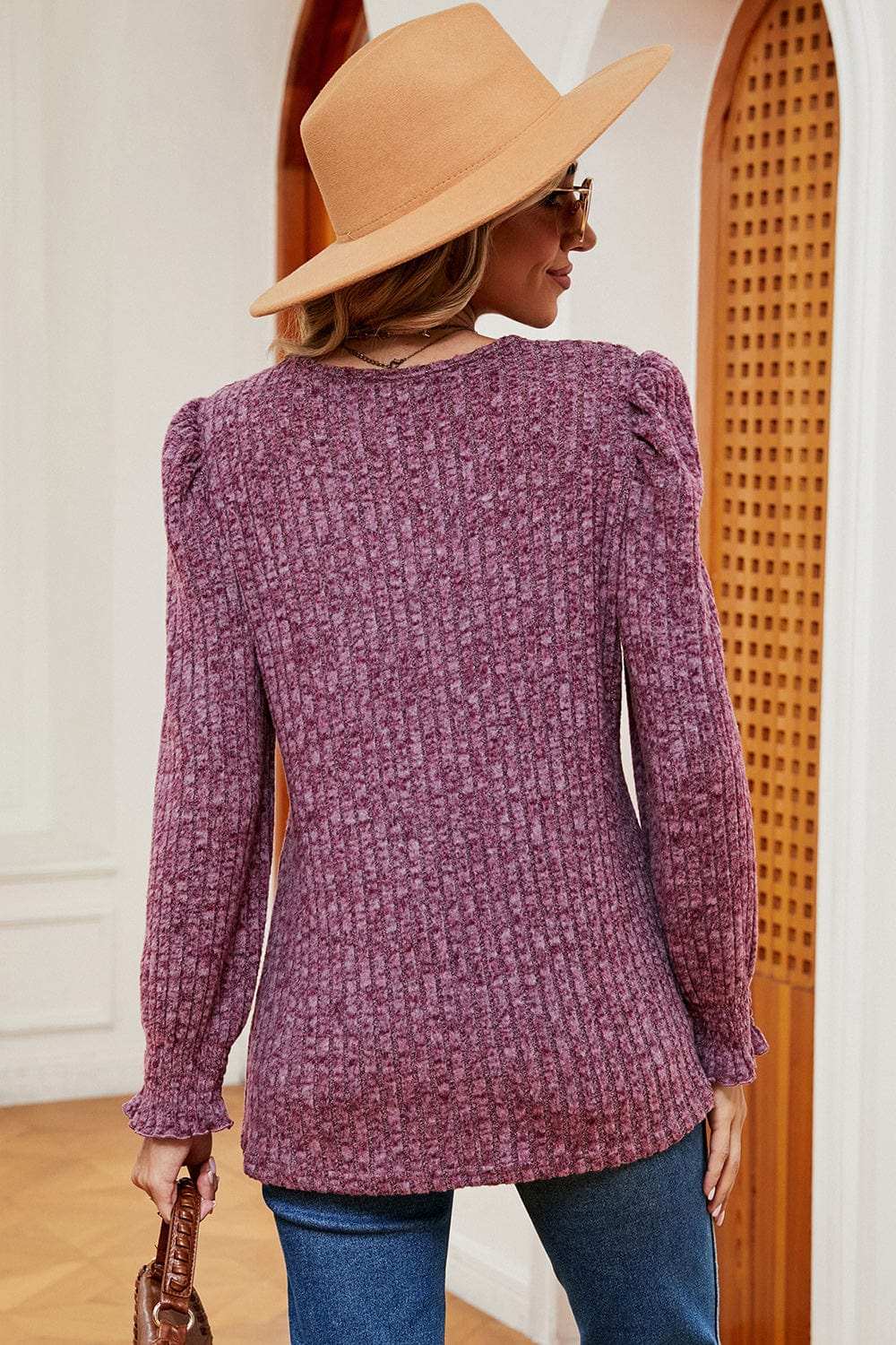 Square Neck Flounce Sleeve T-Shirt - Trendsi - Flyclothing LLC