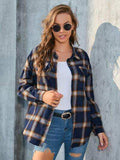 Plaid Button Up Pocketed Shirt - Trendsi - Flyclothing LLC