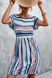 Striped Round Neck Dress - Trendsi - Flyclothing LLC