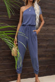 Drawstring Waist One-Shoulder Jumpsuit with Pockets - Trendsi - Flyclothing LLC