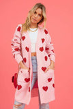 Heart Graphic Open Front Cardigan with Pockets - Trendsi - Flyclothing LLC