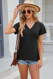 Eyelet Surplice Short Sleeve T-Shirt - Trendsi - Flyclothing LLC