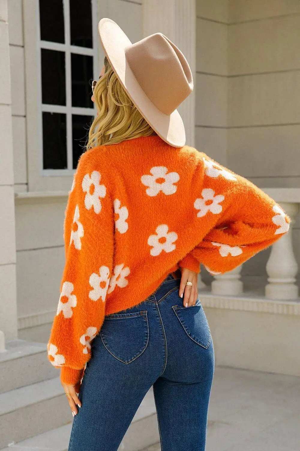 Floral Open Front Fuzzy Cardigan - Trendsi - Flyclothing LLC