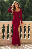 Square Neck Long Sleeve Dress - Trendsi - Flyclothing LLC