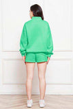 Half Zip Long Sleeve Sweatshirt and Drawstring Shorts Set - Trendsi - Flyclothing LLC