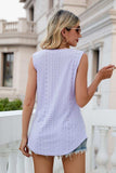 Eyelet V-Neck Tank - Trendsi - Flyclothing LLC