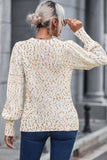 Heathered Round Neck Lantern Sleeve Sweater - Trendsi - Flyclothing LLC