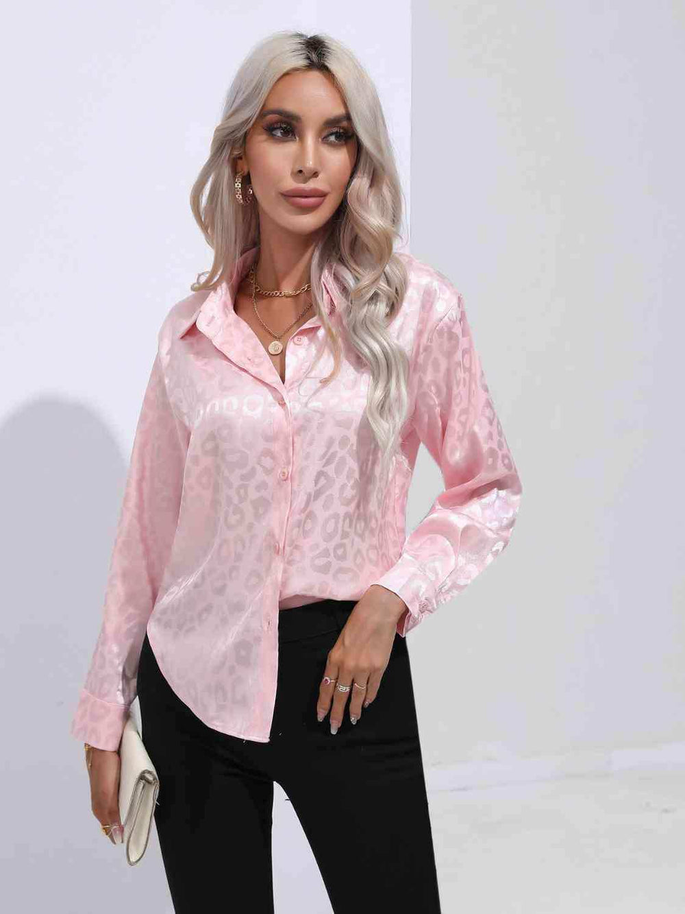 Printed Collared Neck Buttoned Shirt - Trendsi - Flyclothing LLC