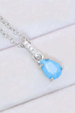 Teardrop Turquoise 4-Prong Pendant Necklace - Trendsi - Flyclothing LLC