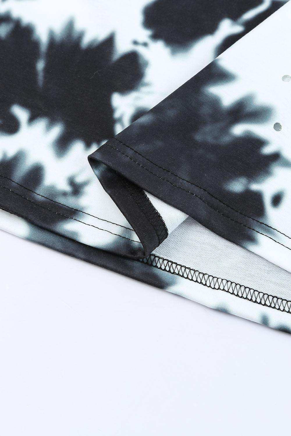 Tie-Dye Round Neck Short Sleeve Tunic Tee - Trendsi - Flyclothing LLC