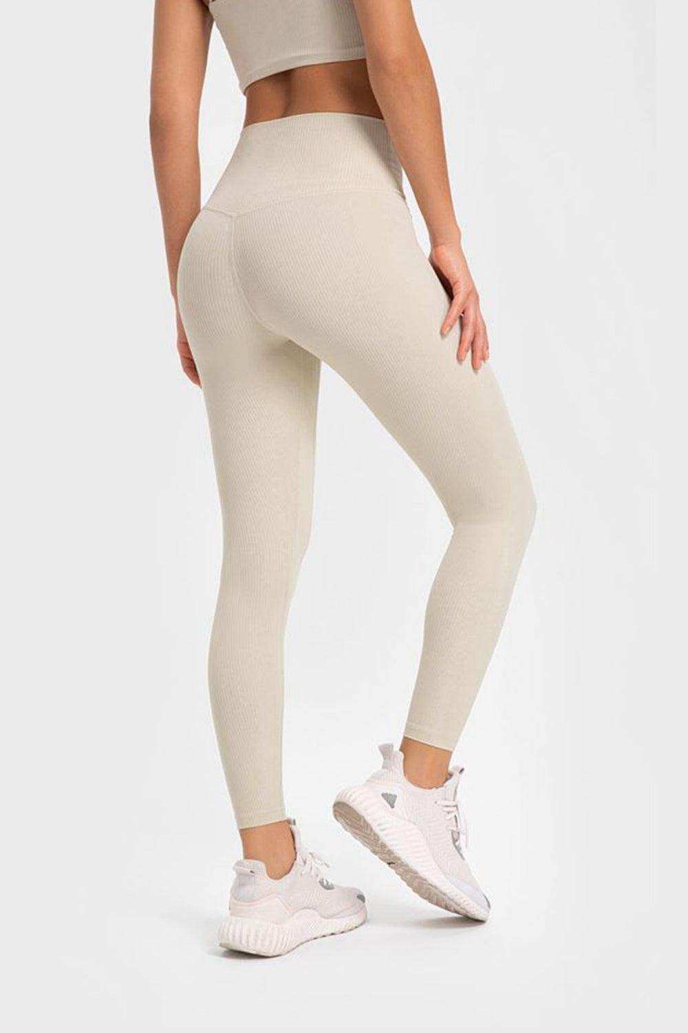 Highly Stretchy Wide Waistband Yoga Leggings - Trendsi - Flyclothing LLC