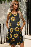 Printed Round Neck Sleeveless Dress with Pockets - Trendsi - Flyclothing LLC