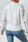 Pom-Pom Trim Mock Neck Long Sleeve Pullover Sweater - Trendsi - Flyclothing LLC