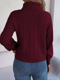 Cable-Knit Turtleneck Sweater - Trendsi - Flyclothing LLC