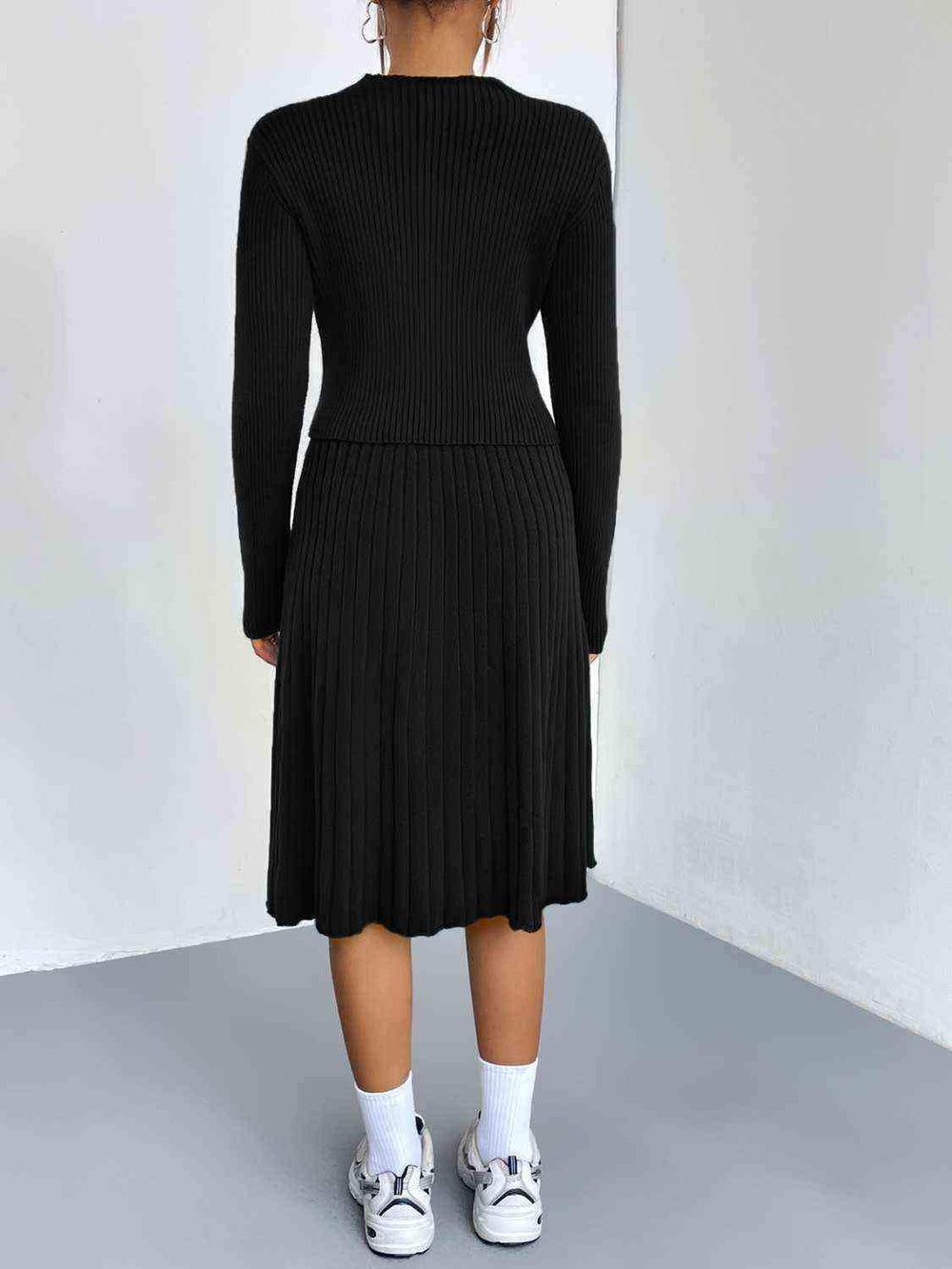 Rib-Knit Sweater and Skirt Set - Trendsi - Flyclothing LLC