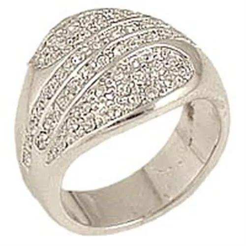 Alamode Rhodium Brass Ring with Top Grade Crystal in Clear - Alamode - Flyclothing LLC