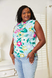 Double Take Floral Print Ruffle Shoulder Blouse - Trendsi - Flyclothing LLC