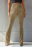 Ribbed High Waist Flare Pants - Trendsi - Flyclothing LLC