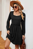 Frill Square Neck Long Sleeve Dress - Trendsi - Flyclothing LLC