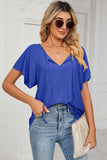 Eyelet Tie Neck Flutter Sleeve Blouse - Trendsi - Flyclothing LLC