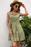 Tassel Tie Lace Trim Sleeveless Dress - Trendsi - Flyclothing LLC
