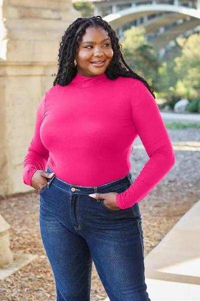 Basic Bae Full Size Mock Neck Long Sleeve Bodysuit - Trendsi - Flyclothing LLC