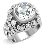 Alamode Rhodium Brass Ring with AAA Grade CZ in Clear - Alamode - Flyclothing LLC