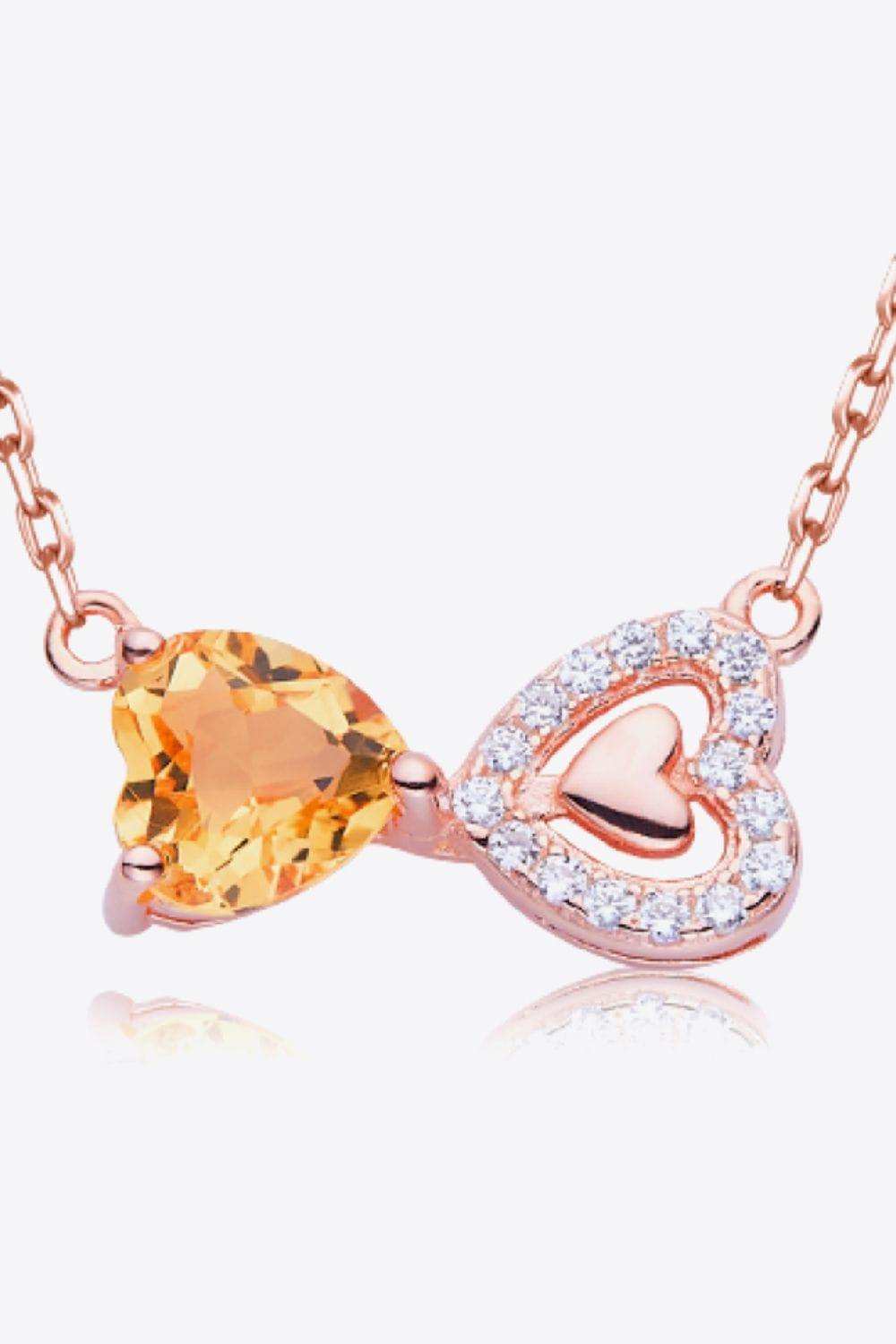 Citrine Heart 925 Sterling Silver Necklace - Trendsi - Flyclothing LLC