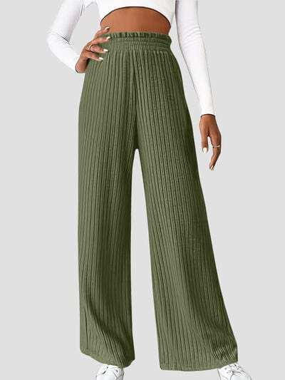 Ribbed High Waist Pants - Trendsi - Flyclothing LLC