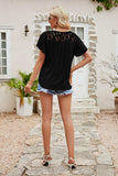 Spliced Lace Flutter Sleeve Top - Trendsi - Flyclothing LLC