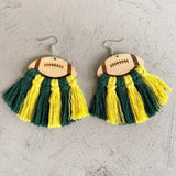 Fringe Detail Football Shape Wooden Dangle Earrings - Trendsi - Flyclothing LLC