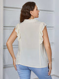 Plus Size Ruffled Cap Sleeve Shirt - Trendsi - Flyclothing LLC