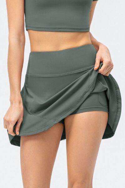 High Waist Wide Waistband Active Skirt - Trendsi - Flyclothing LLC