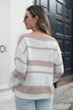 Striped V-Neck Drop Shoulder Sweater - Trendsi - Flyclothing LLC
