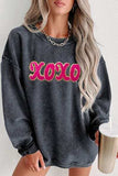 XOXO Sequin Round Neck Dropped Shoulder Sweatshirt - Trendsi - Flyclothing LLC
