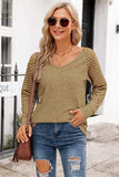 V-Neck Long Raglan Sleeve Top - Trendsi - Flyclothing LLC