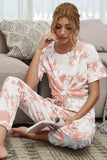 Tie-Dye Tee and Drawstring Waist Joggers Lounge Set - Trendsi - Flyclothing LLC