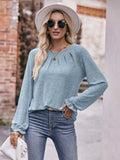 Long Flounce Sleeve Round Neck Blouse - Trendsi - Flyclothing LLC