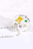 Inlaid Multicolored Zircon Round Pendant Copper Necklace - Trendsi - Flyclothing LLC