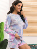 Tie-Dye Long Sleeve Top and Shorts Lounge Set - Trendsi - Flyclothing LLC